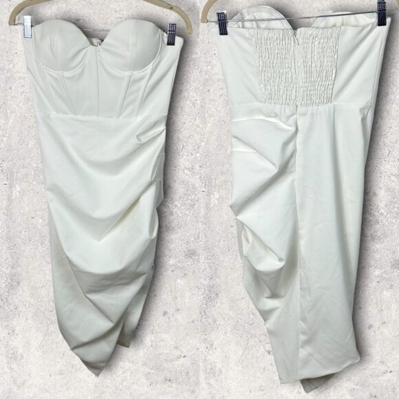 NWT Lavish Alice Bustier Corset Cocktail Dress White Size 6 Midi Asymmetrical - Picture 3 of 10